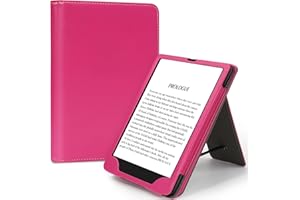 XIFLLIFE Slim Case for 7"/6.8" Kindle Paperwhite with Hand Strap(12/11th Generation 2024/2021)&Kindle Colorsoft Signature Edition,Stand Cover and Card Slot,Premium PU Sleeve with Auto Wake/Sleep,Raspberry Red