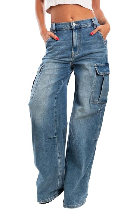 Jeans Donna Y2K Vita Bassa - Stile Gotico, Larghi, Gamba Dritta, Denim, Streetwear, Casual - Foto 9