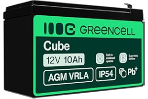 GREEN CELL GreenCell® Rechargeable Batterie AGM 12V 10Ah accumulateur au Gel Plomb Cycles sans Entretien VRLA Battery étanche UPS | USV | Système UPS | Batterie de Secours | Batterie de résérve