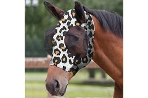 Adiwo Fliegenmaske Pferd UV Schutz, Super Comfort Stretchy Horse Fly Mask mit Large Eye Space Elastisch Pferdefliegenmaske mit Ohrenschutz Fliegenhaube Pferde Fliegenmaske Atmungsaktiv Hautfreundlich