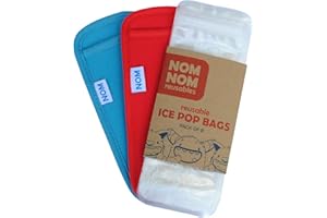 Nom Nom Kids | Reusable Ice Pop Bags | pack of 8 | popsicle bags | Icepop bags for kids (8 Monster Ice Pops & 2 ice pop sleeves RED/TEAL)