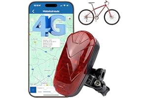 Winnes Rastreador GPS para Bicicleta 4G, luz Oculta para Bicicleta, rastreador GPS sin suscripción con SOS, 1800 mAh, 1800 días, rutas históricas, reproducción, Geo-Fence iOS, Android, SMS/App/Web