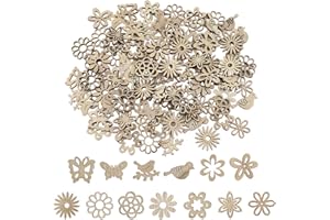 UBERMing 100pcs Embellissements Fleurs, Papillons, Oiseaux, pour Décorations de Mariage, Décorations pour Arbres de Noël, l'artisanat, Albums Coupures, Projets Personnalisés Etc