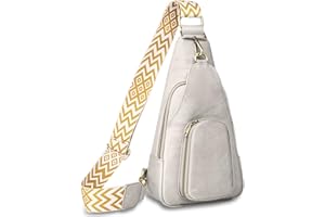 LATIT Sling Bag for Women PU Leather Chest Bag Ladies Crossbody Bag Outdoor Hiking Waterproof Shoulder Bag With Guitar Strap