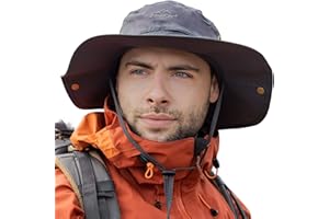 Comhats Grand chapeau de soleil pour homme XL – XXL, large bord UV Safari Bonnie Chapeaux pour l'été, la randonnée, la pêche, la marche, imperméable et coupe-vent, 60 à 66 cm