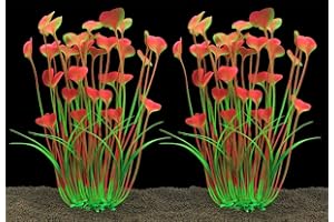 LYNKO Large Aquarium Plants Artificial Plastic Fish Tank Plants Decoration Ornament Safe for All Fish 40cm x 10cm - 2 Pack Pink
