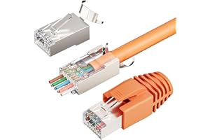 FGB 10 Gbps RJ45 wtyczka CAT 7 CAT 6A, zestaw 10 wtyczek sieciowych, pass-Through i ekranowany, wtyczka LAN do kabla instalacyjnego AWG23 POE