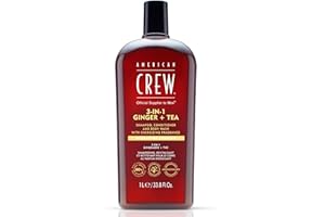 American Crew 3 en 1 Ginger + Tea, Champú Acondicionador y Gel de Ducha, Limpia e Hidrata el Cabello y el Cuerpo, Mantiene y Repone la Barrera de Hidratación, Aroma Revitalizante y Energizante