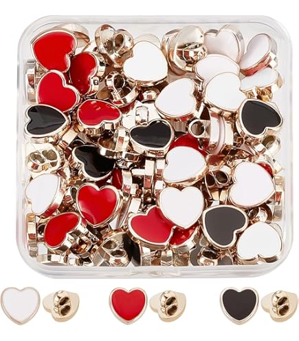 Lot De 20 Boutons De Tige En Forme De Cœur Rouge Acrylique - Diamètre 17mm - 1 Trou - Pour Couture