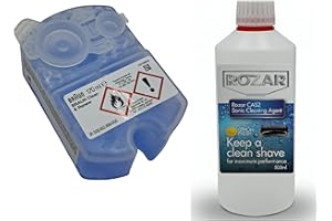 ROZAR Braun Clean and Renew Cartridge + Shaver Cleaner Fluid Refill Bottle for 3 Refills, Equivalent to 4 Cartridges, 500ml, Improved Formula with 25% More Isopropyl Alcohol