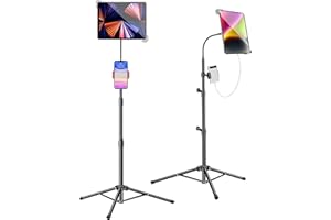 Sxuan Soporte Tablet Tripode, Cuello de Cisne Trípode para iPad, Altura Ajustable Atril Tablet para iPad Pro 12.9/11, iPad Air, iPad, Samsung Galaxy Tab, Surface Pro y Más Tabletas de 9" a 15"