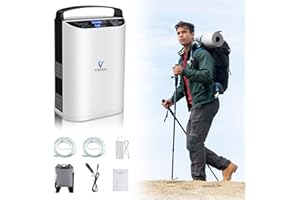 KKTECT Concentrador Oxigeno Portatil con Bateria, 93%±3 Generador de Pulso de Oxígeno Uso Continuo Durante 2-3.5 horas Aparato de Oxigeno Portatil Fácil de Transportar para Viajes y uso Doméstico