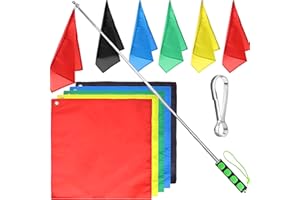 CHSG 5 Bandiere di Addestramento Equestre,Aste Bandiera Telescopiche 2M, 1 Fibbia in Acciaio Inossidabile, Bandiera a Cinque Colori, per Guida Turistica Insegnamento Viaggio Campeggio