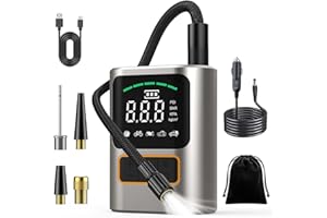 ANGEL LINE Compresor Aire Portatil, 5 Modos 150PSI Inflador ruedas coche, Batería de 4000mAH, Con Pantalla LCD Digital y Linterna LED, Puerto Type-C, Apto para Coche, Moto, Bicicleta, Patinete y Balones