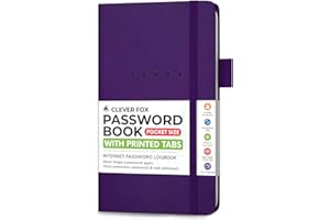 Clever Fox Password Book Pocket – Small Internet Address & Password Journal Organizer – Computer & Website Log-In Keeper Notebook (Purple)