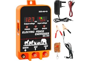 Electric Fence Energiser, Orifesio 3.5 Joules 6.2 Miles Fence Charger Mains with Remote Control, Electric Fence Wire, Input 12V Output 8KV/12KV, Energiser for Electric Fencing for Horse, Without Alarm