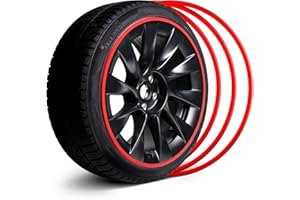 EVOOOR Automobil-Alufelgen-Randschutz- Vollständige Abdeckung des gesamten Radkranzes - Streifen zur Vermeidung von Bordsteinschäden - Set aus 4 Radschutzern-17 Rot