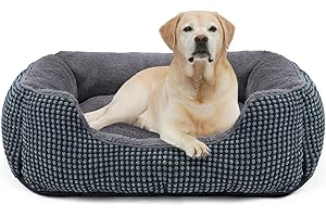 FURTIME Legowisko dla Psa Średniej Wielkości, Kosz Psa Nadaje Się Do Prania Puszyste, Antypoślizgowe Kosze dla Psów Przeciw Lękom Średnich Psów i Kotów, 76x61x23cm