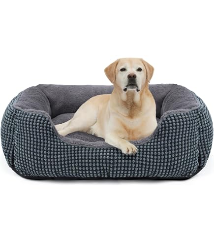 Panier Pour Chien Grand Format - 91 X 68 X 18 Cm - Tissu Doux Imitation Fourrure - Coussin Lavable - Antidérapant - Gris