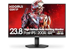 KOORUI G2411P 24 Inch Gaming Monitor,200Hz, IPS, Full-HD 1080P, 1ms, Adaptive Sync, VESA Mountable, HDMI/DP, Low Blue Light, 99% SRGB