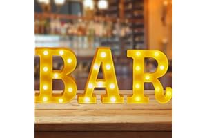 FGXY Lettres Lumineuses à LED Lampe, Alphabet Lumineux Lampe, Lettre Decoration, Panneau de Bar Lumineux, Alimentées Par Piles, pour Décoration de Bar, Pub, Maison, Fête de Mariage, Murale (Jaune)