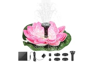 Aofesel Fontaine Solaire Exterieure de Jardin, 1.5W Lotus Pompe Solaire Bassin Exterieur, Fontaine Solaire avec 6 Buses pour Bain d'oiseaux Aquarium Jardin Fountain
