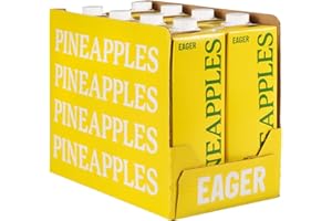Eager Cloudy Pineapple Juice 100% Pressed, Refreshing Fruit Drink, NFC Not From Concentrate, 1 Litre (Pack of 8)