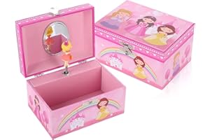 TAOPU Sweet Musical Jewelry Box with Spinning Cute Princess Figurines Music Box Jewel Storage Case for girls