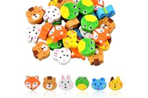 Dewocke 30 Pcs Rubber Animal Shaped Pencil Erasers, Novelty Erasers, Classroom Rewards, Party Favors (Multicolor)