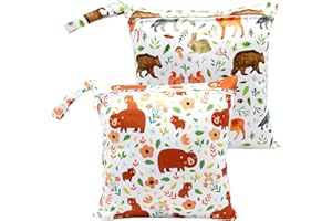 HENGBIRD Wet Dry Bag Organiser - 2pcs Reusable Cloth Diaper Bags, Waterproof Nappy Organiser for Baby, Daycare Swimsuits, Travel, Beach, Gym, Pool