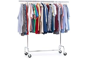 Tatkraft Didrik - Portant Vetement Solide à Roulettes, Capacité de Charge 130 kg, Professionnel, Penderie, Portant a Vetement, Pliable, Chromé