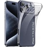 URUCHI Crystal Şeffaf Kılıf iPhone 17 Pro i&ccedil;in, [Sararma &Ouml;nleyici] [Kamera Koruma] [Askeri Sınıf D&uuml;şme Testi] Şeffaf Şok Ge&ccedil;i