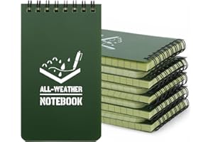 RETON 10 Pezzi Quaderno Impermeabile, 3x5 Pollici Taccuini Tascabili, Tactical Blocchi Appunti per Tutte le Stagioni con Spirale, Quaderni per Registrazione Attività All'aperto (Verde militare)