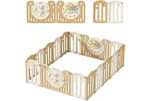 ZKIPRM Parc Bebe Modulable, Parc Bebe Pliable, XXL Extra Large Parc Bebe, Loquet Parcs, Raccords Solides, Matériau de Sécurité HDPE, Réglage Antidérapant (12 14 16 Panneaux)