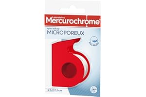 MERCUROCHROME - Sparadrap Microporeux Pansement Adhésif - 5 m x 2,5 cm - Spécial peaux sensibles