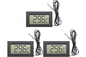 VOKTTA 3PCS Mini LCD Numérique Thermomètre avec Sonde,Thermomètre Numérique pour Réfrigérateur, Congélateur, Aquarium