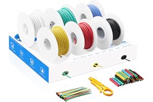 Cable eléctrico de silicona-HuLuWa 16 AWG 1.3mm² Kit de alambre flexible de alambre eléctrico 6 colores （5 metros cada uno) para aviones RC DIY, vehículo RC,electrodomésticos,medidores Ect