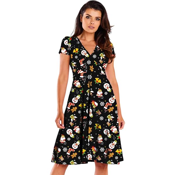 ladies christmas print dress Womens Christmas Dress Knit Floor-Length Short Sleeve Round Neck 3D Printed Christmas Tree Slimming Dress Autumn from Dhgate Basic & Casual Dresses