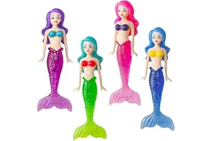 FveVqe 4PCS Mermaid Bath Toy, Mermaid Pool Toys, Durable Toys for Toddlers Water Bathtub, for kids Aged 7-12 Swimming Pool Games Diving Training (Multicolour)