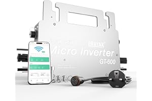 ERAYAK Microinverter 600 W con Wi-Fi APP Monitoraggio Impermeabile IP66, PV Inverter Fotovoltaico Alimentazione di rete Il Surriscaldamento Continua a Caricarsi Per 2 Pannelli Solari
