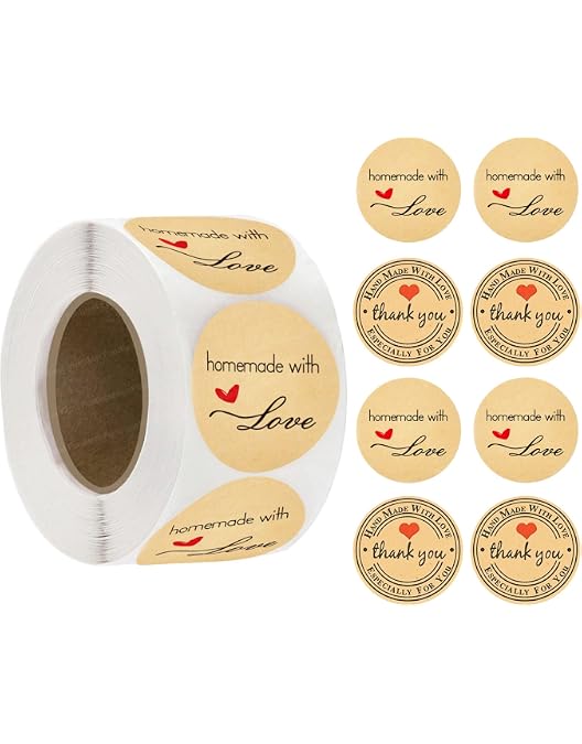 100 PCS "Handmade With Love" Round Stickers – Pink Self-Adhesive Labels For Gifts