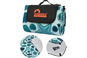 ‎MAJESTIC SPORT Majestic Sport XXL Picknickdecke 200x200 cm - Große Picknickdecke für 4-6 Personen mit wasserdichter Unterseite, Tragegriff und Faltfunktion - Ideal für Strand und Camping, Shelly.