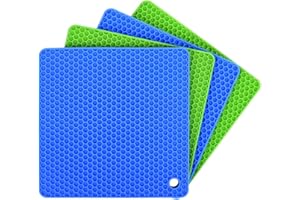 Ankway Silikon Topf-Untersetzer (4er-Paket), Küche Topflappen Set Multifunktional & Langlebig Topfuntersetzer, Lsolierung rutschfest, FDA Zugelassen, Hitzebeständig bis 450°F (2 X Grün & 2 X Blau)