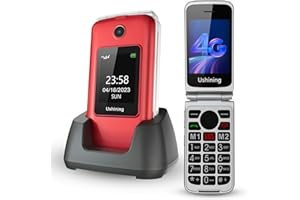 Tosaju 4G Seniorenhandy Klapphandy ohne Vertrag Einfach Großtasten Handy für Senioren mit Ladestation Notruftaste Dual-SIM 1200 mAh Akku Lange Standby-Zeit 2,8 und 1,77 Zoll Farbdisplay Rot