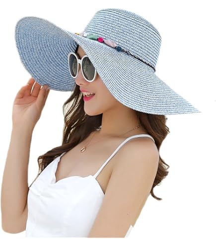 Chapeau De Soleil Pliable Upstore Chapeau De Soleil Femme - Bord Large Pliable Style Bohème UPF50 Accessoire Plage Voyage