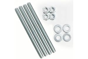 B.A.U.Q.O.O. BAUQOO Barre Filettate M12 Certificate In Acciaio 8.8 Zincato ad Alta Resistenza 4 Pezzi Lunghezza 16,5 cm Dadi M12