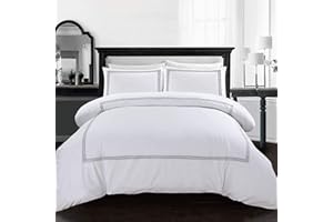 GENERIC AR Ware Double Duvet Cover Set - Soft Luxury Bratta Stitch Microfiber Duvet Sets with 2 Pillowcases - Non Iron Bedding Hotel Quality Quilt Cover (White)