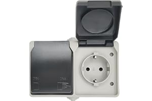 G-Homa Außensteckdose Steckdose Aufputzsteckdose 2fach, Wandmontage, Doppel Aufputz-Feuchtraum, Doppelsteckdose Nassraumsteckdose, IP44-IP54