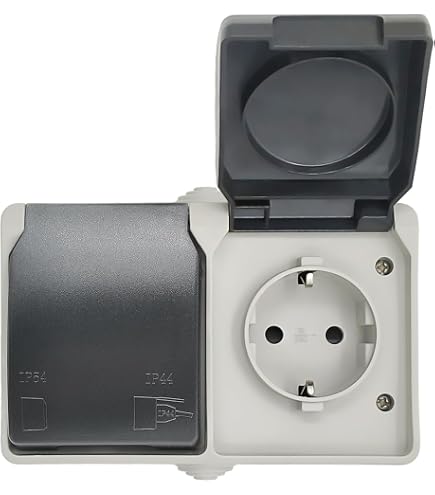 UNITEC A/W-Schalter AP FR – IP44, Für Feuchträume, Aufputz, Bis 10A, Dunkelgrau
