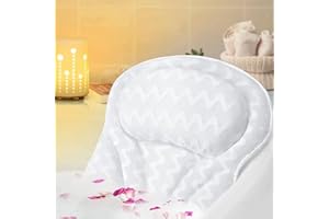 ADOV Bath Pillow, Ergonomic Luxury Bathtub Pillows for Head and Neck with 6 Suction Cups 4D Air Mesh Technology, Non-Slip Headrest Cushion for Back Support Relaxation Fits All Hot Tub Spa Jacuzzi